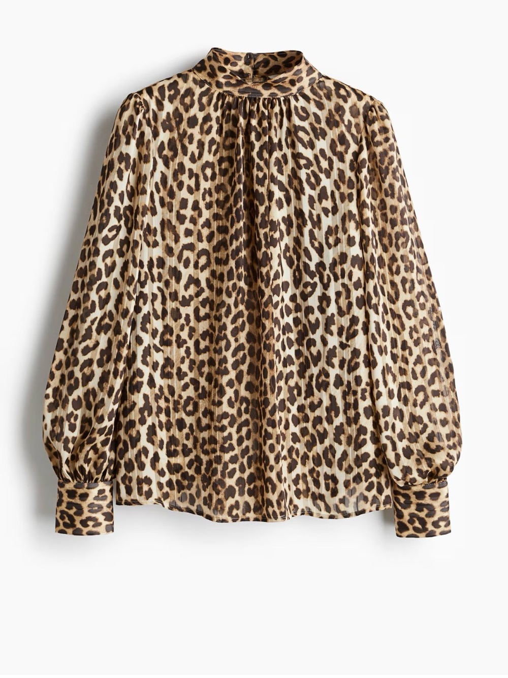 H&M Leopard Print Sheer High Neck Blouse Size XS